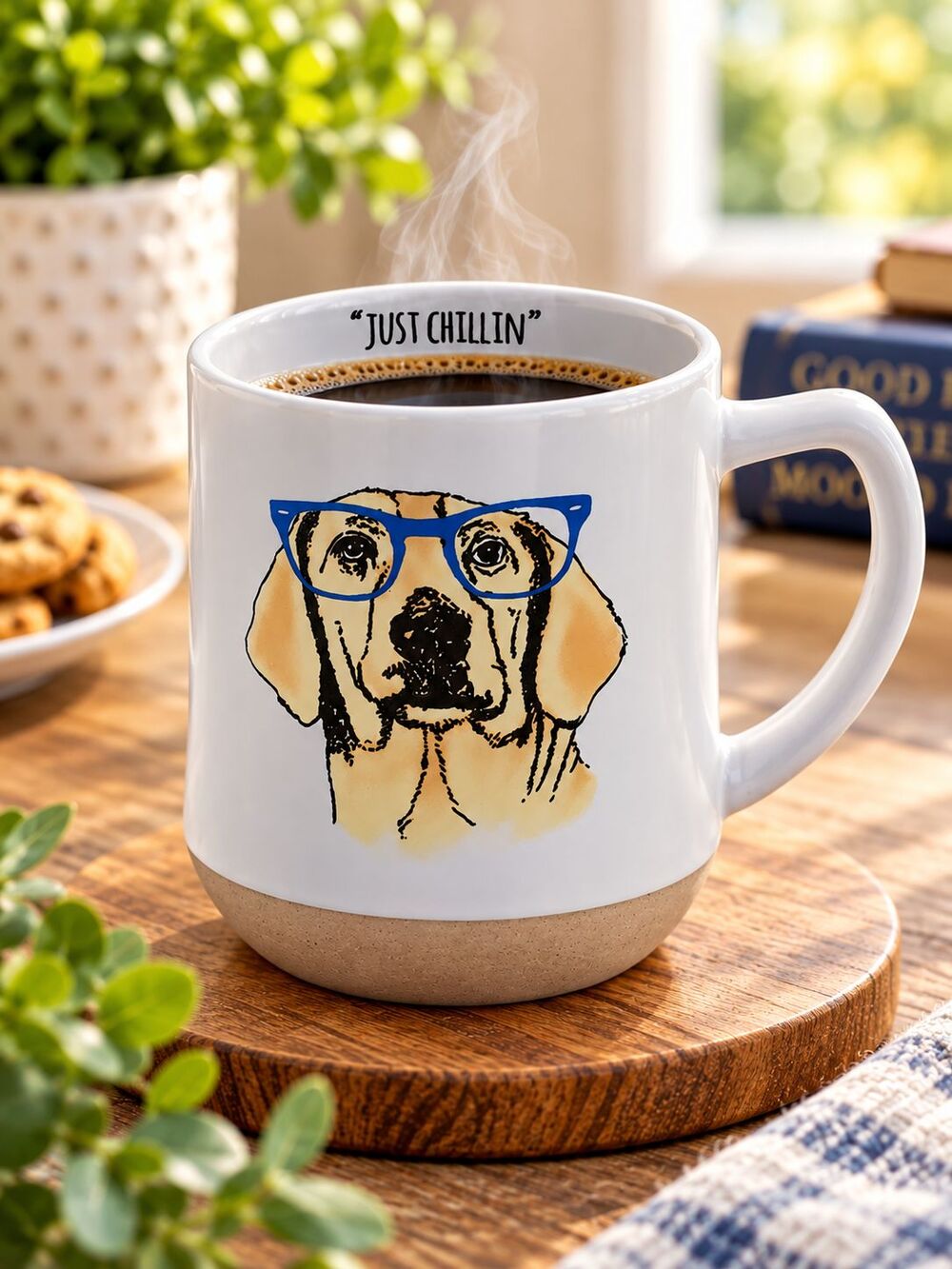 Spectrum Designz 16 oz Dog Coffee Mug Blue Glasses Just Chillin Ceramic Cup